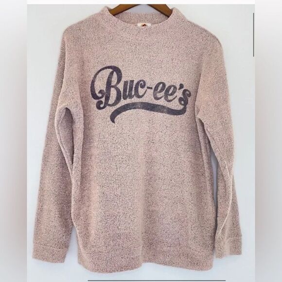 Buc-ee’s Sweaters - Bucees Oversized Blush Pink Rose Cozy Mock Neck Sweater Buc-ee's Logo
